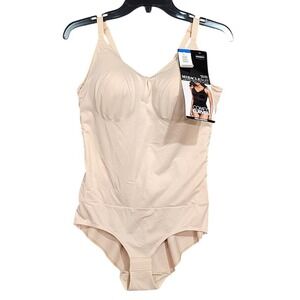 Miraclesuit Comfy Curves Firm Control Wire-Free‎ Bodysuit Warm Beige 2510 XL NEW